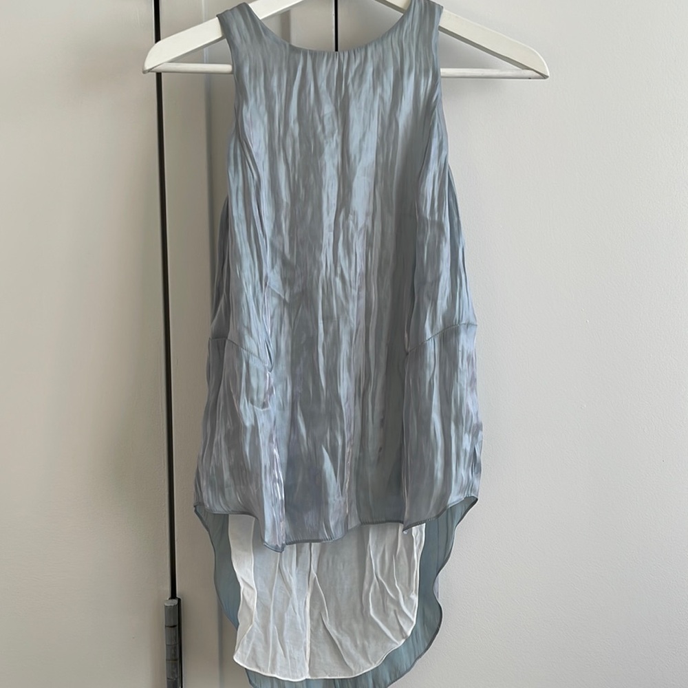 Reg and bone metallic blue top
